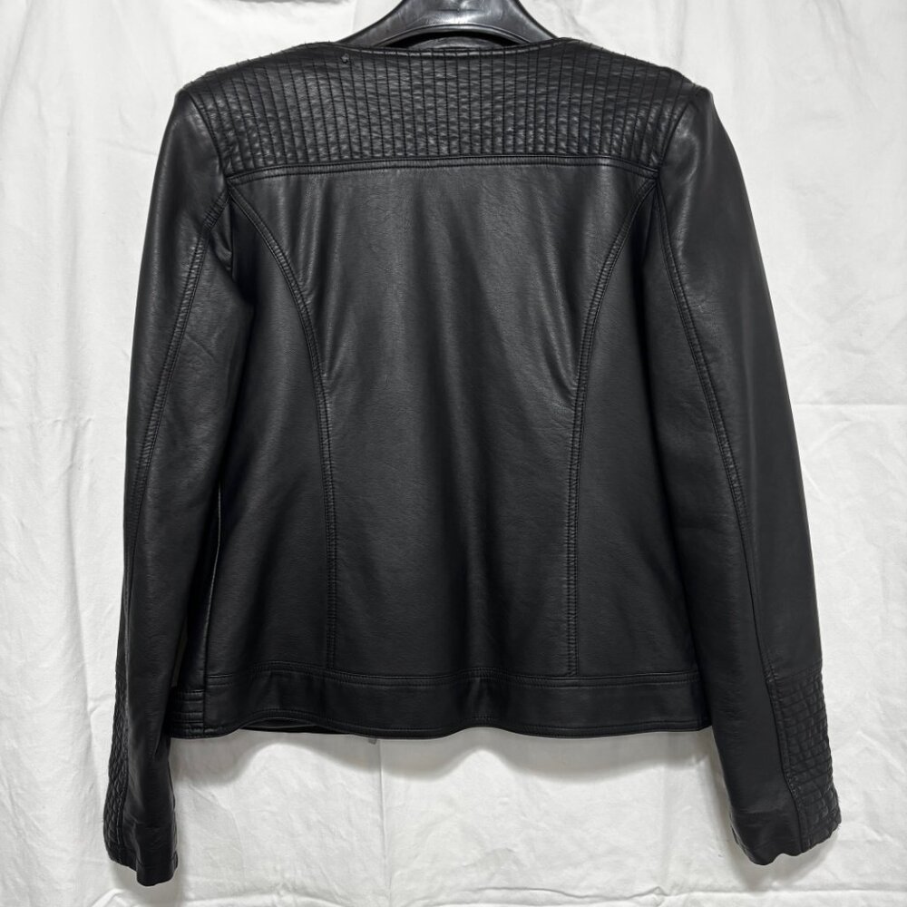 Moto Black Vegan Faux Leather Zippered Jacket - Picture 2 of 8